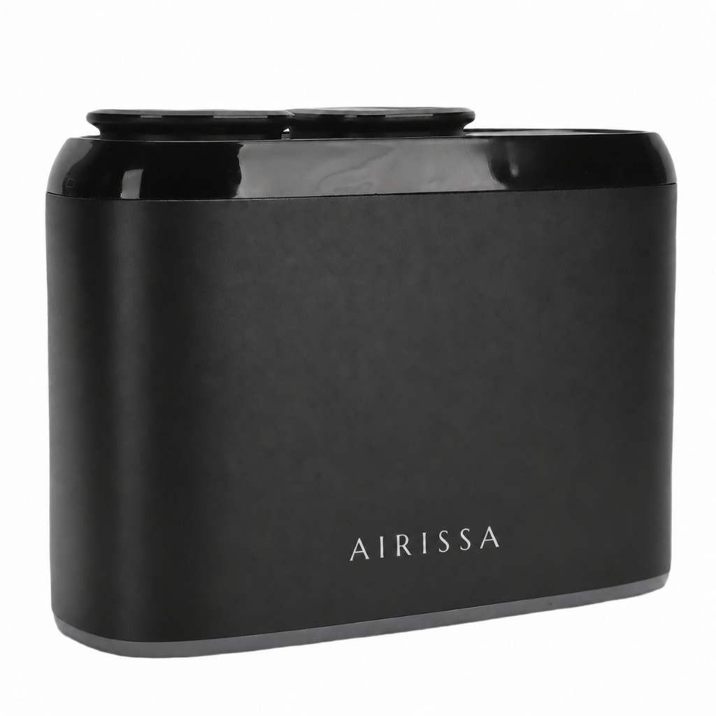 Three-quarter view of the black Airissa diffuser